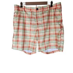 NIKE MEN'S Orange Green Yellow Plaid Standard Fit Golf Dri Fit Shorts SZ 40